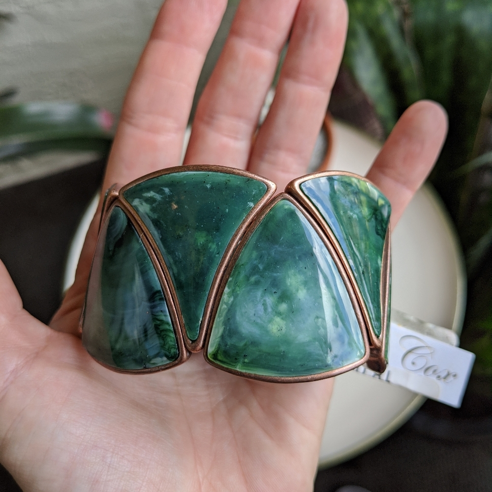 Sue Cox Green Stretch Bracelet Copper Bronze - Picture 3 of 15